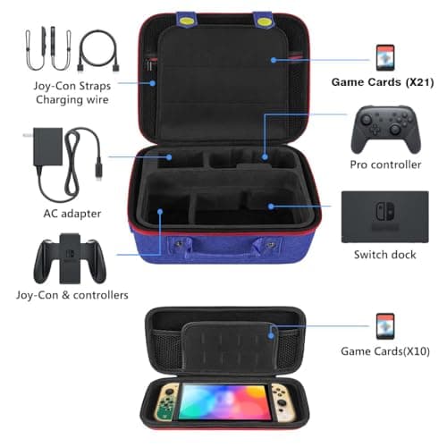 OIVO INDIA Travel Case Compatible for Nintendo Switch and Switch OLED ,Travel Carrying Case Storage Bag Protective Hard Shell for Controller & Accessories with Shoulder Strap 3