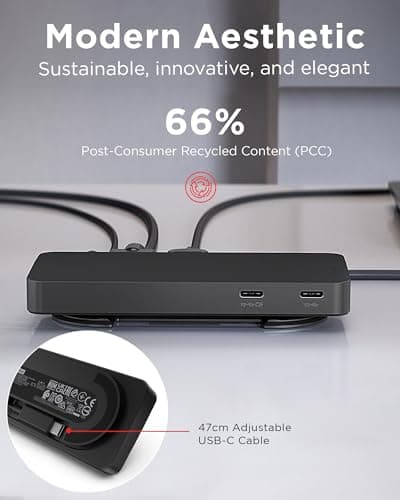 Lenovo USB-C Dual Display Travel Dock - 7 Ports, Integrated USB-C Cable, Universal Compatibility, Dual Displays at 4K - Black 3