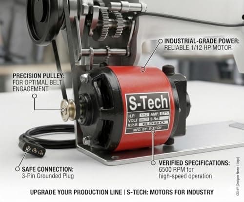 Pro Industial Electric Sewing Machine Motor 1/12 HP | Heavy Controller & Pedal Set | Silai Machine Ki Motor for Domestic Tailoring & Stitching Machine | 100 Stitches (Red) 2
