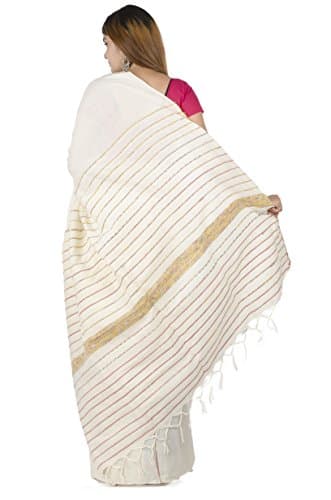 Tribes India Women's Cotton Khes Saree(Multi-Coloured,6 mtr) 3