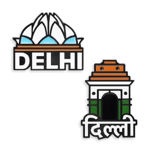 FURE Delhi Enamel Pins - Set of 2 Multi-colour Metal Enamel Pins for Men & Women
