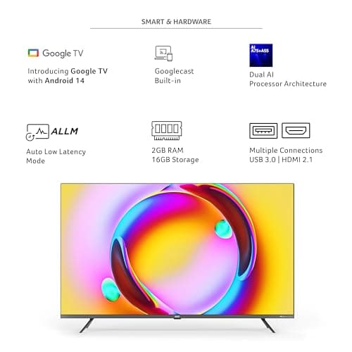 Acer 139 cm (55 inches) Super Series 4K Ultra HD Smart QLED Google TV AR55QDXGU2875AT (Black) 4