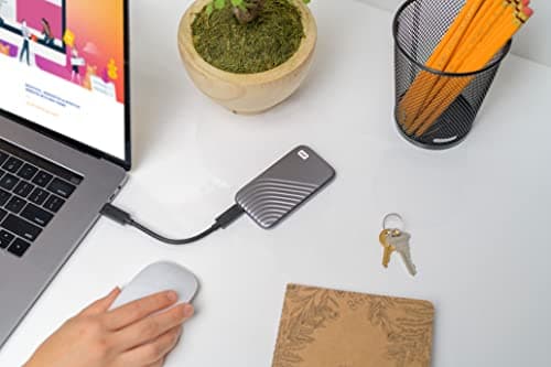 Western Digital 1TB My Passport Portable SSD, 1050MB/s R, 1000MB/s W, Upto 2 Meter Drop Protection, HW Encryption, Type-C Cable & Type-A Adaptor, for PC&Mac, Space Grey, 5Y Warranty, External SSD 2