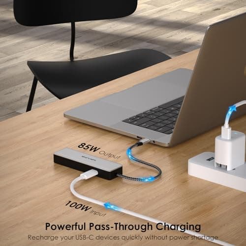 WAVLINK USB C Hub, 6-in-1 USB C Adapter for MacBook Pro/Air/Thunderbolt 3/Type C Devices, with 4K@30Hz HDMI, 3 USB 3.0, Gigabit Ethernet, 100W Power Delivery for Windows and Mac 4