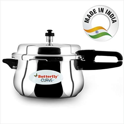 Butterfly Jet Elite Mixer Grinder, 750W, 4 Jars (Grey) & Curve Stainless Steel Pressure Cooker, 5.5 Litre 6