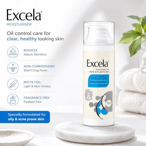 Excela Moisturiser for Oily & Acne Prone Skin, Matte Feel, Non-Comedogenic, Fragrance Free, 50g 4