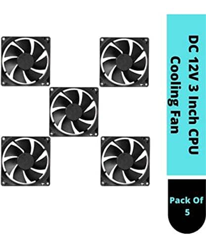 TechSupreme Mexico PACK OF 5 Cabinet Fan 3-Inch Square 12 V DC CPU Cooling fan Cooler (Black) 2