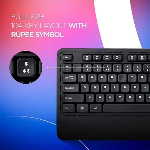 Acer PalmEase Wired Keyboard & Mouse Combo with Palm Rest |Plug & Play USB 2.0, 1600 DPI, Co-Pilot Key, Rupee ₹ Symbol | 10m Range, 10M Keystroke Life | Windows & Mac Compatible – Black 4