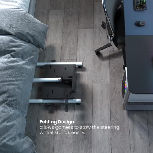 Hoss® Adjustable & Foldable Steering Wheel Stand with Gear Shifter Mount – Compatible with Logitech G29, G923,Thrustmaster and Fanatec – Sturdy Steel Frame with & Anti-Slip Feet 3