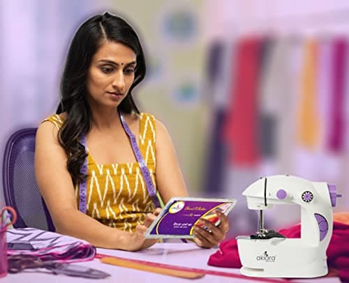 Akiara - Makes Life Easy Tailoring Mini Sewing Machine for Home Tailoring Use | Mini Silai Machine (White & Purple) 2