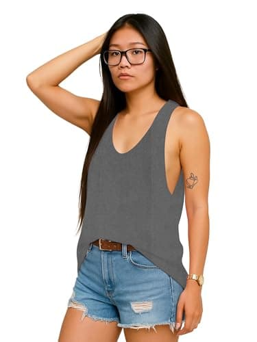 SOHOT Backless Yoga Tank Top - Lightweight, Moisture-Wicking Fitness Vest for Women 1005 SS54 Grey XL 4
