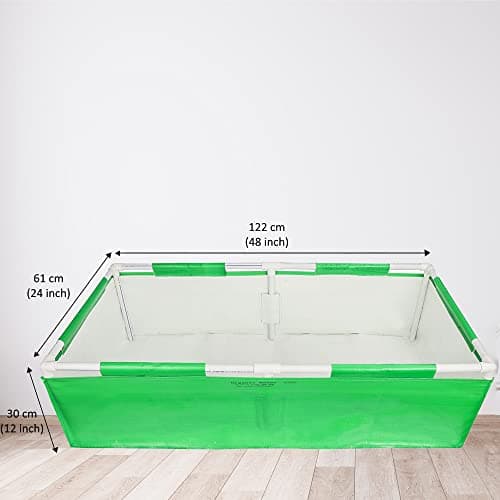 ORGANIC BAZAR 48x24x12 Rectangular Grow Bag with Supporting PVC Pipes for Terrace Garden | Premium HDPE 350 GSM Raised Green Plant Bags Planter (Pack of 1) 2