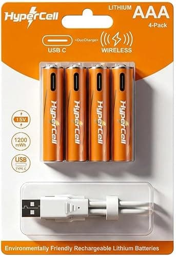 Hypercell® AAA Rechargeable Batteries | 1.5V High Capacity 𝕃𝕚𝕥𝕙𝕚𝕦𝕞 1200 mWh| Dual Fast Charge (USB‑C Direct + Wireless Charge),1500+ Cycles| 15‑Year Lifespan| OEM 3 Years Warranty| Made in U.S