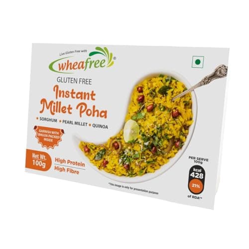 Wheafree Gluten Free Instant Ready to Eat Millet Poha Mix | High Protein and Fibre Breakfast | Readymade Snack in 2 Mins | Pack of 3-125g Each 5