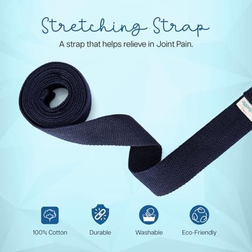 WiseLife Yoga Stretch Belt/Strap | Best for Daily Stretching, Yoga, Pilates, Physical Therapy, Fitness | 8 Feet Premium Cotton Strech Band (Navy Blue 8ft) 5