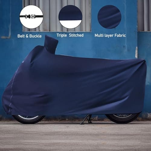 Auto Hub 100% Waterproof Scooty Bike Cover, Dustproof, UV Protection Bike Body Cover for All Two Wheeler Scooter Scooty Activa Size - Blue 4