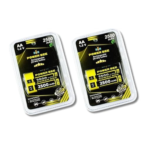 Electrobricks PowerBee 1.2V 2500mAh AA NiMH Rechargeable Battery High Capacity Performance Cells Pair (2)