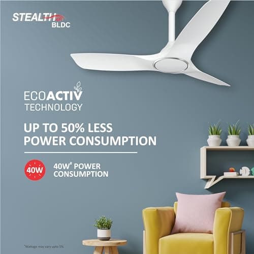 Havells 1200mm Stealth Air BLDC Motor Ceiling Fan | Remote Controlled, High Air Delivery Fan | 5 Star Rated, Upto 60% Energy Saving, 2 Year Brand Warranty | (Pack of 2, Pearl White) 5