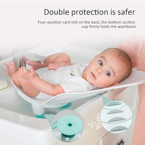 MOPPETS Clean Rinse Baby Hands-Free Buttock Washing Rack, Infant ; Multifunction Anti-Slip Baby Sponging Bather for Use on Counter Sink 0-12 Months (Washer-White) 2