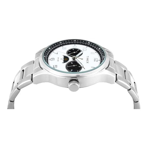 TIMEX Analog Watch for Man with White Round Dial & Silver Stainless Steel Bracelet Band Water Resistant Men's Wrist Watches - TWEG19609 4