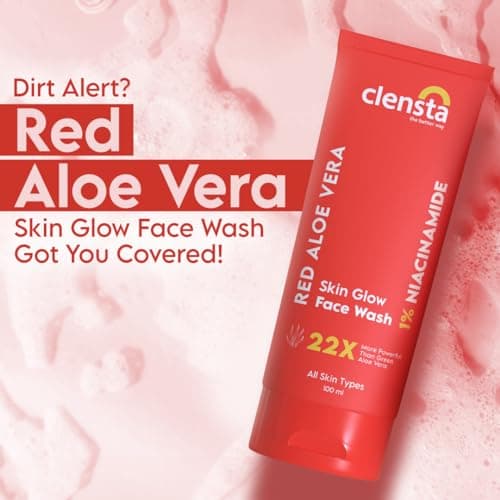 Clensta Red Aloe Vera Face Wash With Vitamin C & Niacinamide For Nourishing, Hydrating & Glowing Skin | Face Wash For All Skin Types For Women & Men 100 Ml | NEW LAUNCH 2
