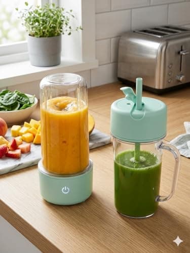 Portable crusher juicer blender mixer with handle and straw 420ml 4