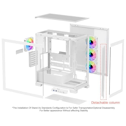 SAMA NEVIEW 4503 Mid Tower PC Case, Panoramic Dual Tempered Glass ATX Gaming Case, 4×120mm ARGB Fans with Hub, High Airflow, Back-Connector Ready, Type-C & 2× USB 3.0, 360mm AIO Support, White 4