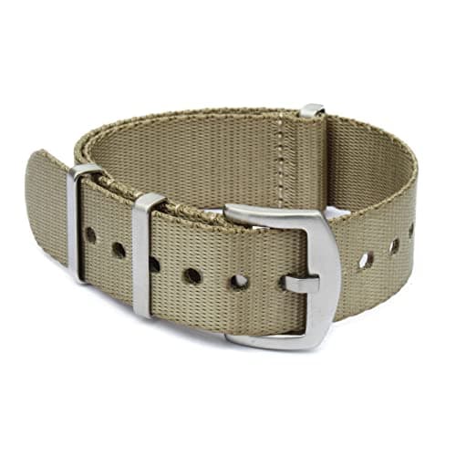 WAMD Seat Belt NATO Nylon Fabric Watch Straps/Bands - Choice of Colour & Width (Khaki, 20 mm)