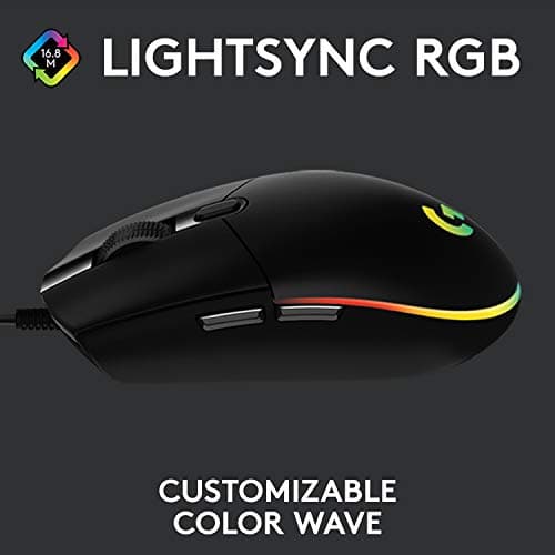 Logitech G102 Light Sync Gaming Mouse with Customizable RGB Lighting, 6 Programmable Buttons, Gaming Grade Sensor, 8 k dpi Tracking,16.8mn Color, Light Weight (Black) (910-005802) 2
