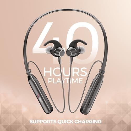 UBON BT 5200 Wireless 40 Hrs Playback, Dual Pair, Fast Charge, Magnetic Buds, Bluetooth Neckband with Mic (Black) 3
