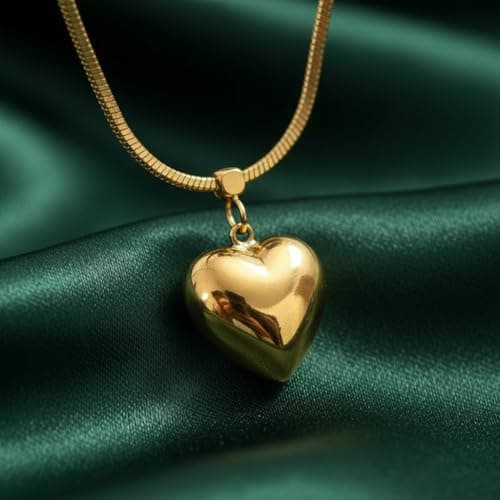 ZYTOON 18K Gold Plated Heart Pendant Necklace for Women & Girls | Anti Tarnish | Skin-Friendly | Stylish Minimal Jewelry | Elegant Gift for Her 2