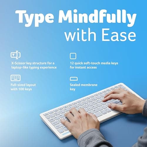 Acer ZenKeys Duo Wireless Keyboard & Mouse Combo | 2.4 GHz + Bluetooth | Rechargeable 500 mAh Type-C | 99-Key Silent Keyboard | 1600 DPI Optical Mouse | 10m Range | Windows/macOS/Linux Compatible 2