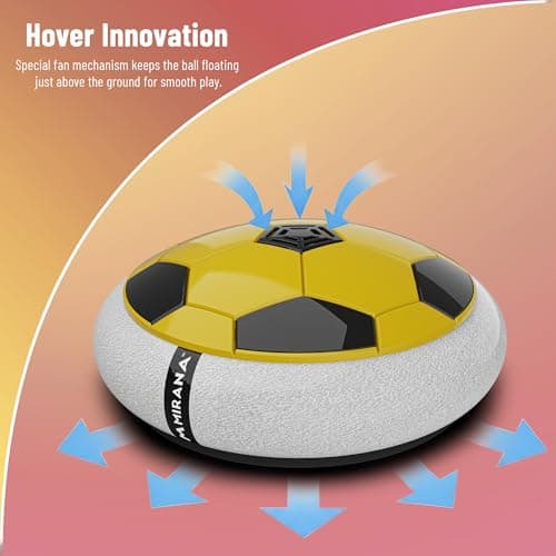 Mirana Air Football Neon Lite | Hoverball Toy for Kids | Type-C USB Rechargeable | Indoor Floating Hover Soccer Ball | Birthday Gift for Boys and Girls 2+ Years (Yellow) 4