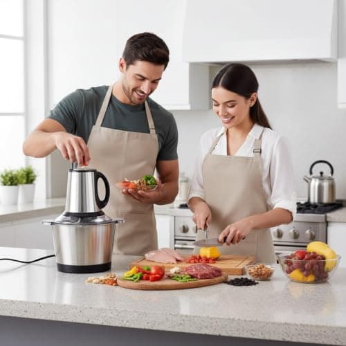 SWARIVON Electric Chopper for Kitchen 2L Stainless Steel Bowl Heavy Duty Meat Grinder & Food Processor Vegetable Chopper, Onion Garlic Cutter, Mincer, Blender 4 Stainless Steel Blades 4