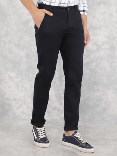 Crimsoune Club Men's Navy Blue Printed Chinos Trousers (34) 6