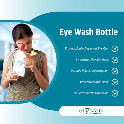 Elysian Emergency Eye Wash Station Kit – Wall-Mountable Safety Eyewash with 500ml Reusable Pump Bottle | Ideal for Chemical, Dust & Irritant Exposure in Workplace, Lab, or Industrial Use 3