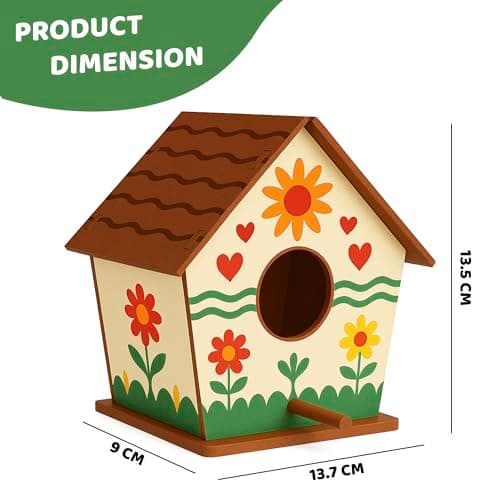 Webby Wooden DIY Paint Bird House Art and Craft Toy | Birthday Return Gift | Colour Paint Activity Kit for Kids 5