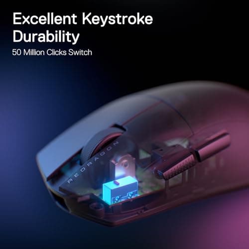 Redragon M724 Wired Gaming Mouse, 42G Ultra-Light 12,400 Max DPI Optical Gaming Mouse with 5 Programmable Buttons, Ergonomic Natural Grip Build, Software Supports DIY Keybinds & DPI, Black 3