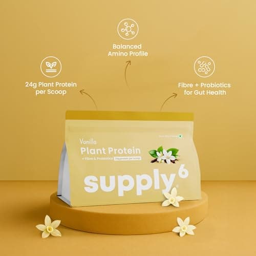 Supply6 Plant Protein Powder | 24g Vegan Protein for Muscle Gain & Recovery | Pea & Rice Protein | No Bloating, Easy Digestion | With Probiotics & Fibre | Zero Sugar (500g, Vanilla) 4