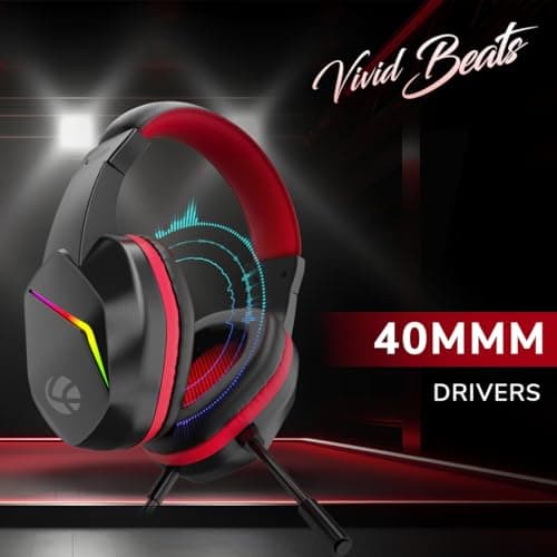 LAPCARE Bunker Gaming Over Ear Headset with RGB Back Lights|40Mm Drivers|3.5Mm+USB Jack|Adujustable Microphone|Light Design&Comfortable|Super Anti Violence&Break|Braided PVC Line(Lhp-210),Black 5