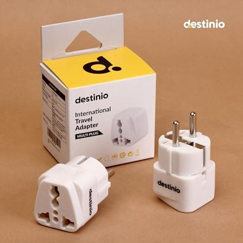 Destinio Universal Europe Travel Adapter Type E/F Schuko Plug Converter 13A 250V, International EU Power Socket for Germany France Spain, Portable European Plug for Mobile Laptop Charger (Pack of 1) 6
