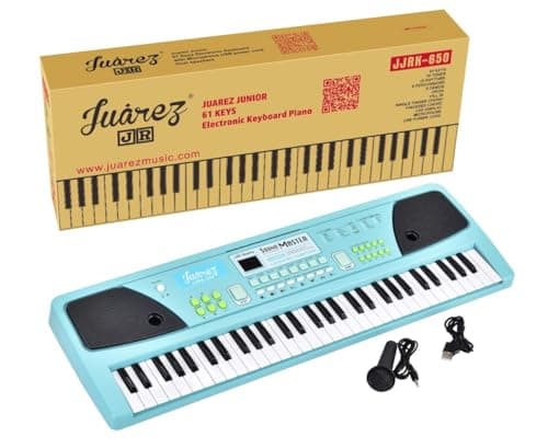Juarez Junior 61 Keys Electronic Keyboard Piano JJRK-650 with LED Display, Microphone, USB Power Cord, Learning Function, Record & Playback, Dual Speakers 5
