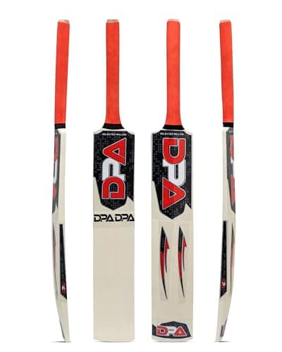Poplar Willow Cricket Bat Wooden Cricket Bat for Tennis Ball & Leather Ball Lightweight Durable Strong Bat Comfortable Grip Long Handle (Red Bat with Carry Bag) 2