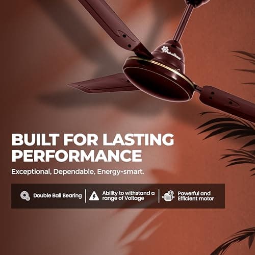 Khaitan Freedom - 1200mm Hi-Speed Ceiling Fan | BEE Star Rated | Durable | Superior Air Delivery | Energy Efficient | Rust Resistance | Decorative fan for Rooms | 2-Years Warranty | Brown - Pack of 1 3