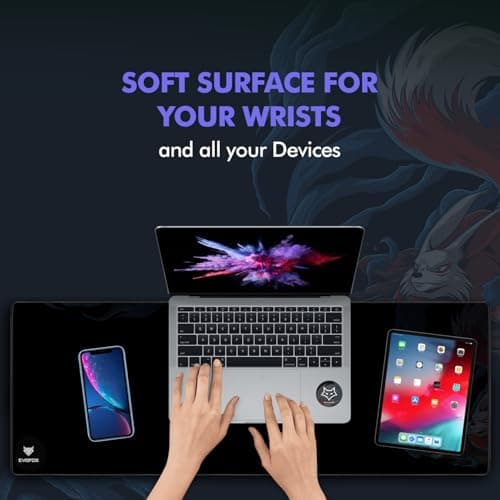 EvoFox Falcon X85 Extended Mouse Pad/Desk Pad for Laptop, PC Gaming and Desk with Extra Large Speed Surface, Non-Slip Base and Anti-fray Stitched Edges XXL [850mm x 300mm] 2