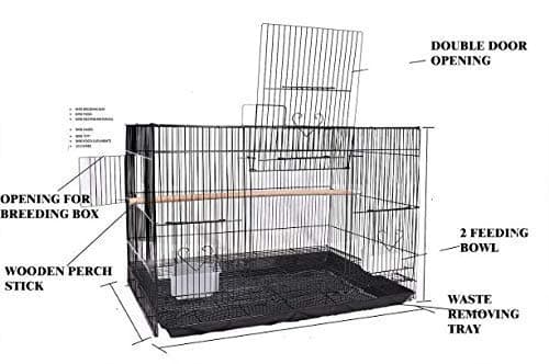 30" Bird cage for Budgies,Finches,Love Birds,Cocktails,Conures,CuttlefishBone Holder,Cuttlefish Bone,1gate to Install breeding Box,1 perchstick,2cups - (Colors May Vary)(30 Inch) 2