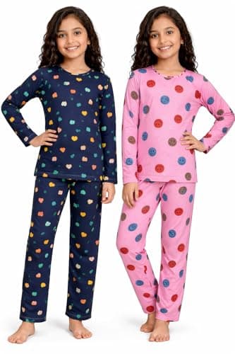 NammaBaby Baby Girls Full Sleeve T-Shirt Pajama Set Pack of 2 | Cotton Night Suit Soft & Cozy | 7-8 Years 5