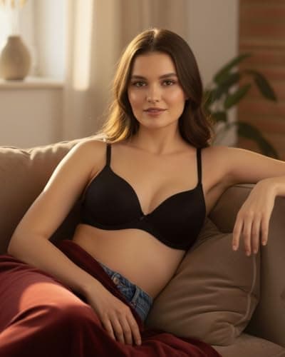 Saforia Cuddlecot Cotton Padded Bra for Women (Zed Black) | Wire Free Everyday Bra for Women | Breathable T Shirt Padded Bra with Adjustable Straps and All Day Comfort (36D, Zed Black) 5