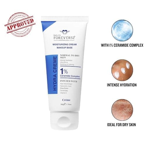 Daily Life Forever52 Hydra Creme Moisturizing Cream + Makeup Base with 1% Ceramide Complex | Hydrating Primer with Hyaluronic Acid, Shea Butter & Vitamin E | Smooth Base for Normal to Dry Skin | 50 g 2