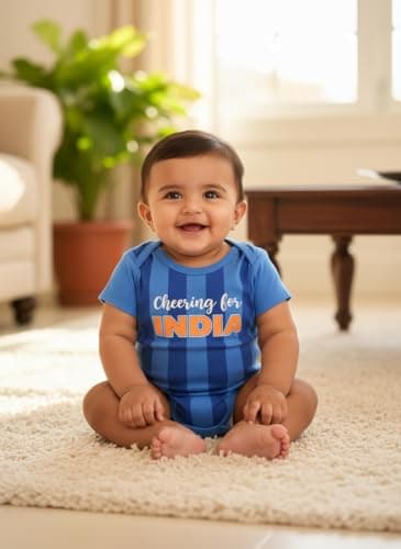 Zeezeezoo Indian Cricket Team Jersey Inspired Baby Boy, Girl Bodysuit Dress | Half-Sleeves 6-12 Months 4
